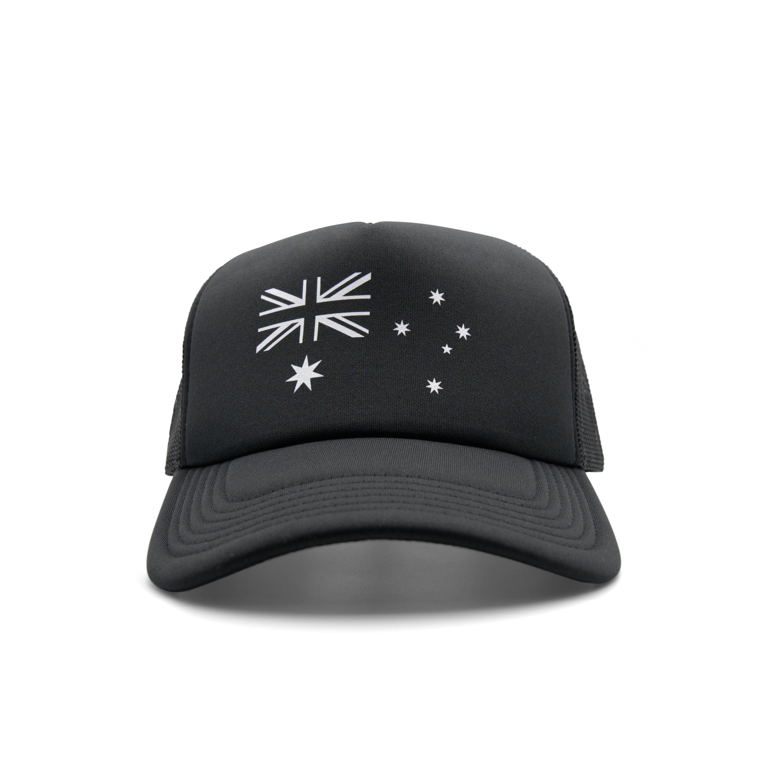 Patriot Caps Digger Australian Flag Trucker Cap – Black – Front View
